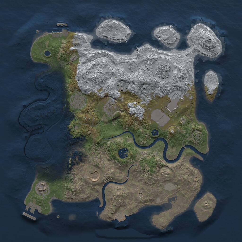Rust Map: Procedural Map, Size: 3500, Seed: 368926, 14 Monuments