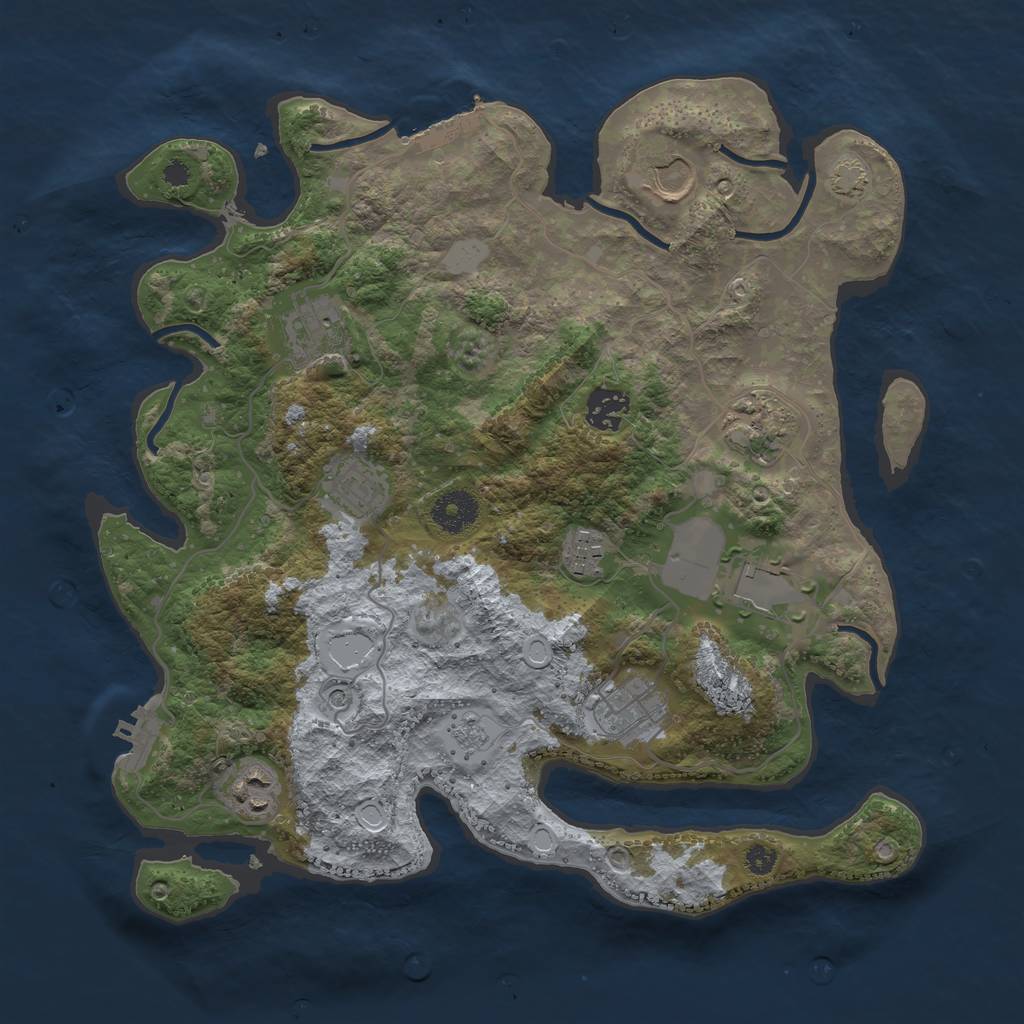 Rust Map: Procedural Map, Size: 3500, Seed: 439724, 16 Monuments