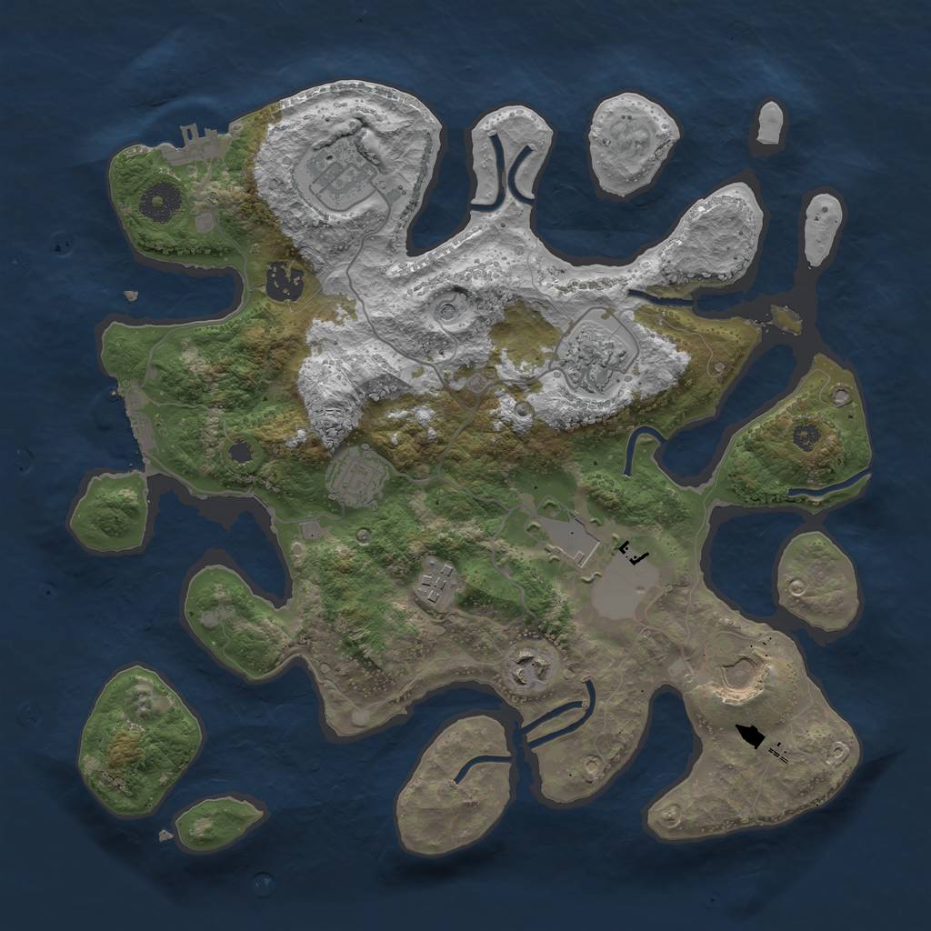 Rust Map: Procedural Map, Size: 3500, Seed: 726660, 13 Monuments