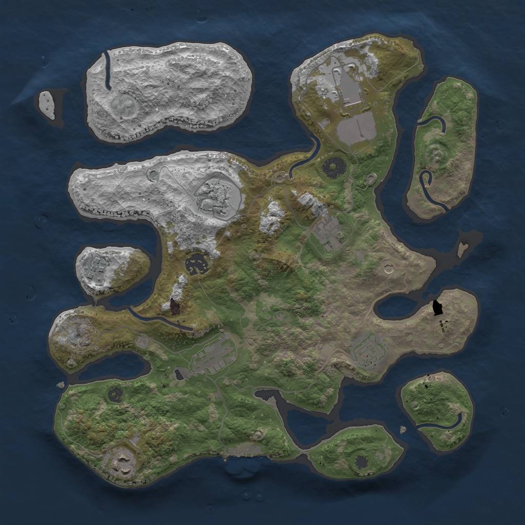 Rust Map: Procedural Map, Size: 3500, Seed: 523674, 12 Monuments