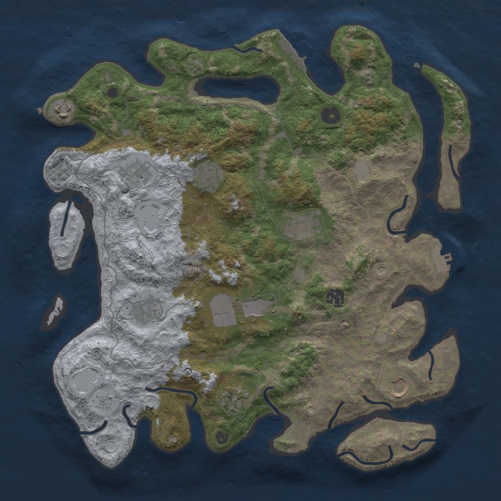 Rust Map: Procedural Map, Size: 4000, Seed: 325721, 17 Monuments