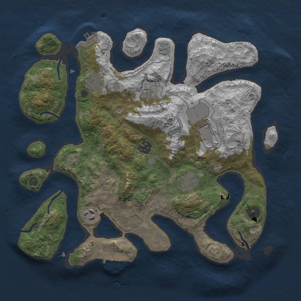 Rust Map: Procedural Map, Size: 3500, Seed: 515415, 18 Monuments