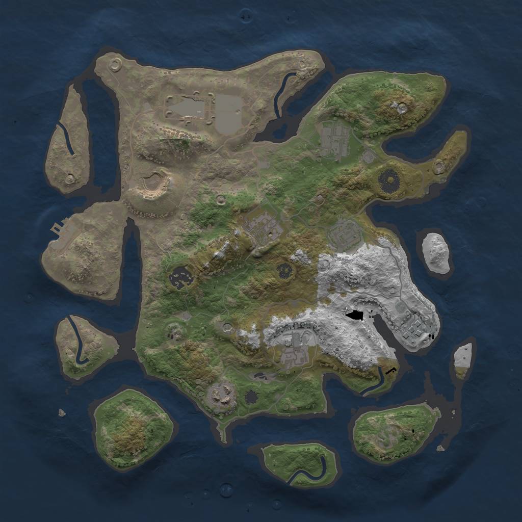 Rust Map: Procedural Map, Size: 3500, Seed: 314464, 13 Monuments