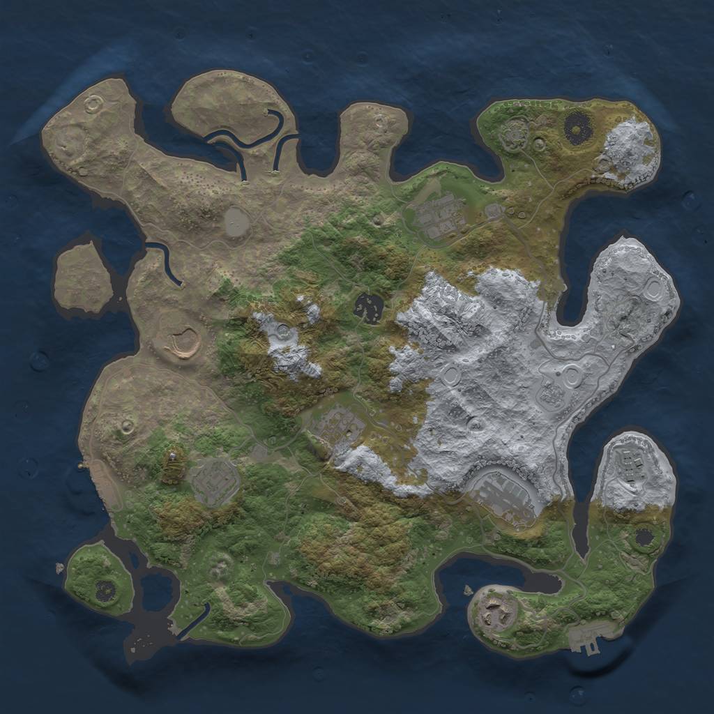 Rust Map: Procedural Map, Size: 3500, Seed: 769274, 16 Monuments