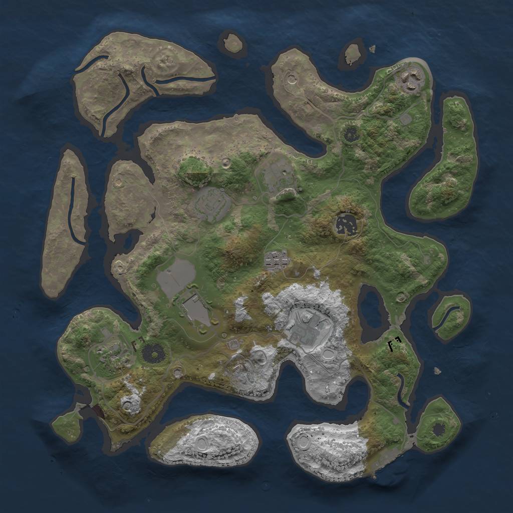 Rust Map: Procedural Map, Size: 3500, Seed: 829573, 18 Monuments