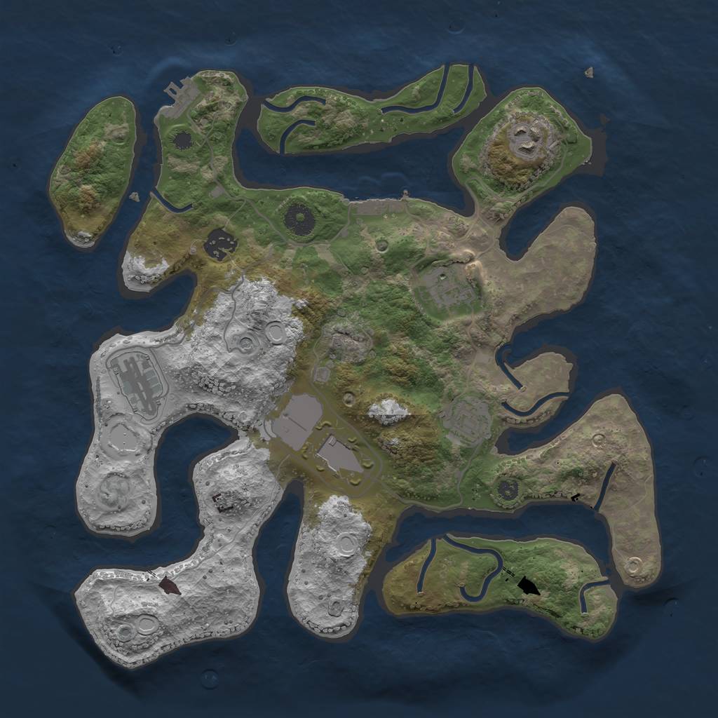 Rust Map: Procedural Map, Size: 3500, Seed: 482215, 17 Monuments