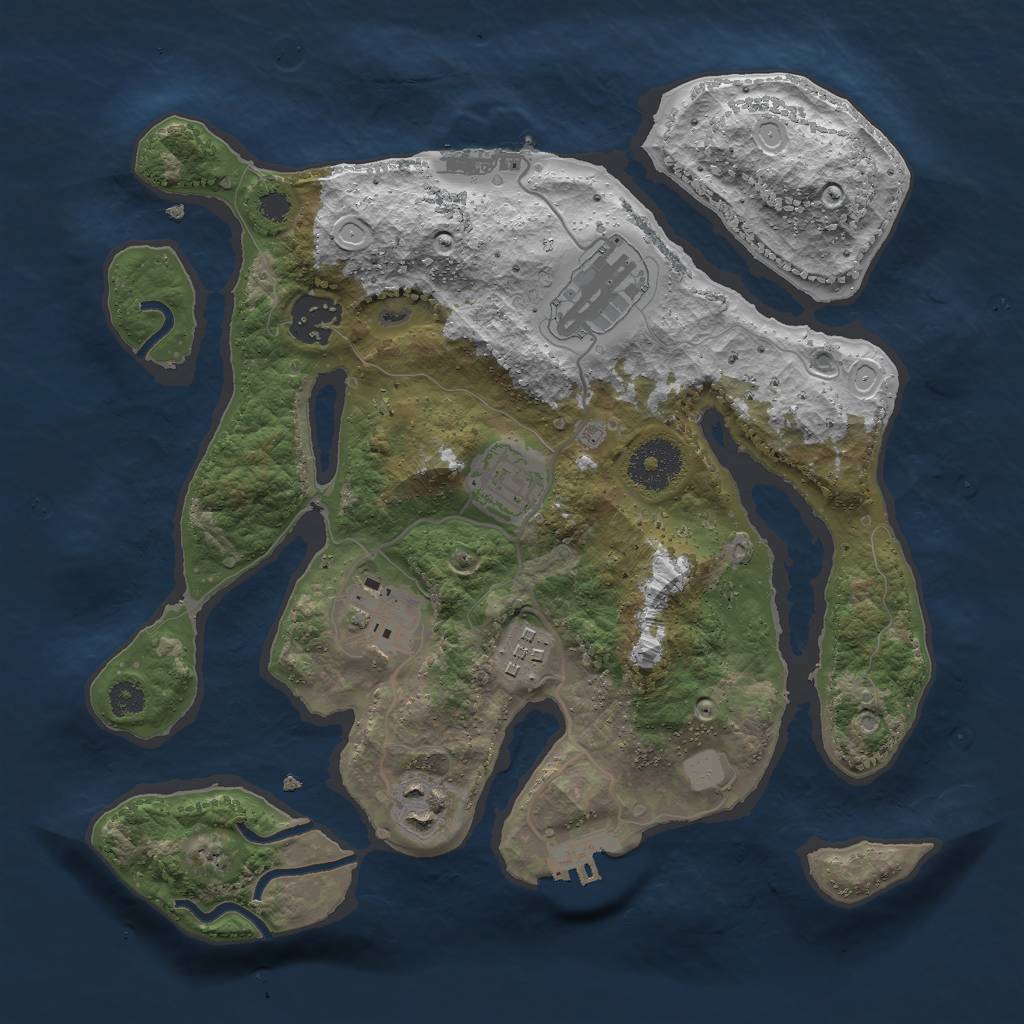 Rust Map: Procedural Map, Size: 3000, Seed: 1933062469, 13 Monuments