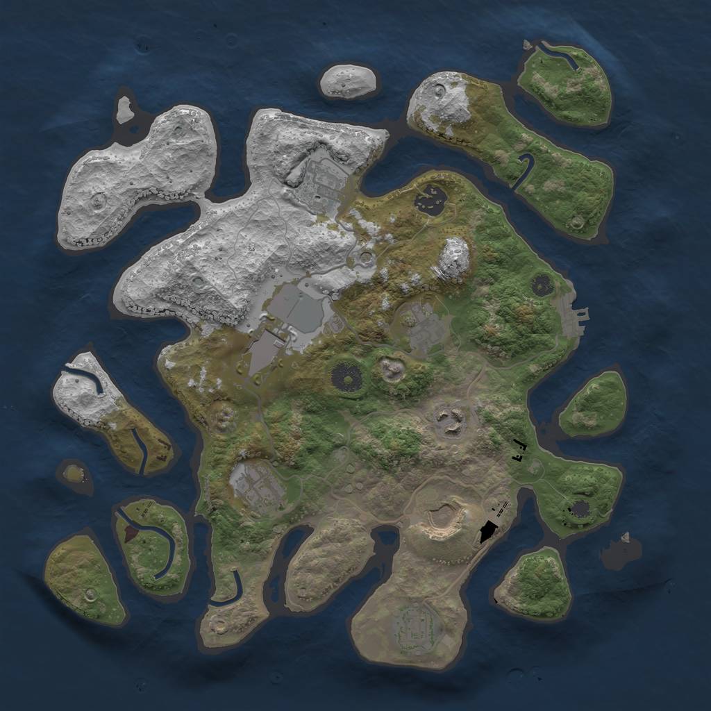 Rust Map: Procedural Map, Size: 3500, Seed: 487714, 12 Monuments