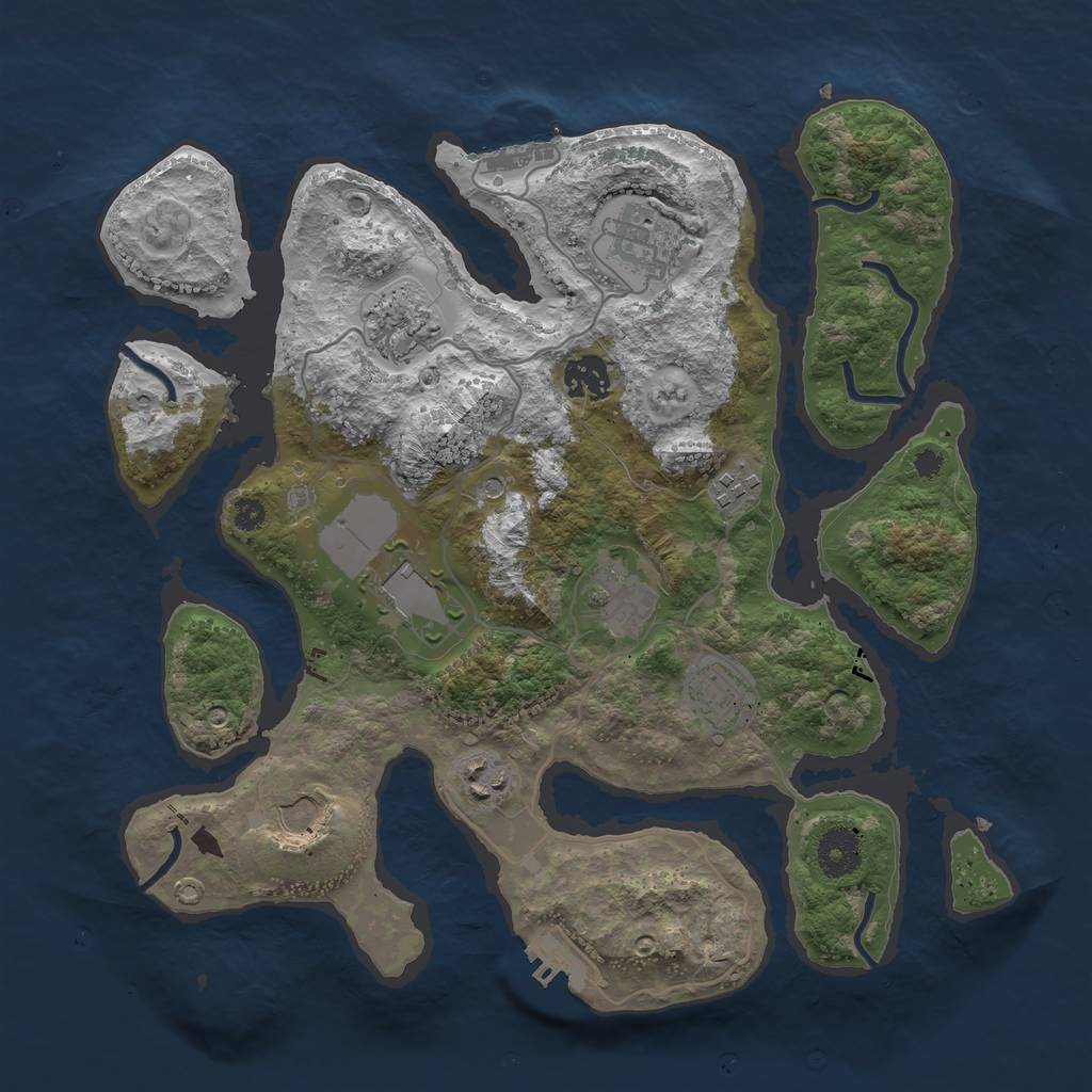 Rust Map: Procedural Map, Size: 3500, Seed: 837814, 14 Monuments