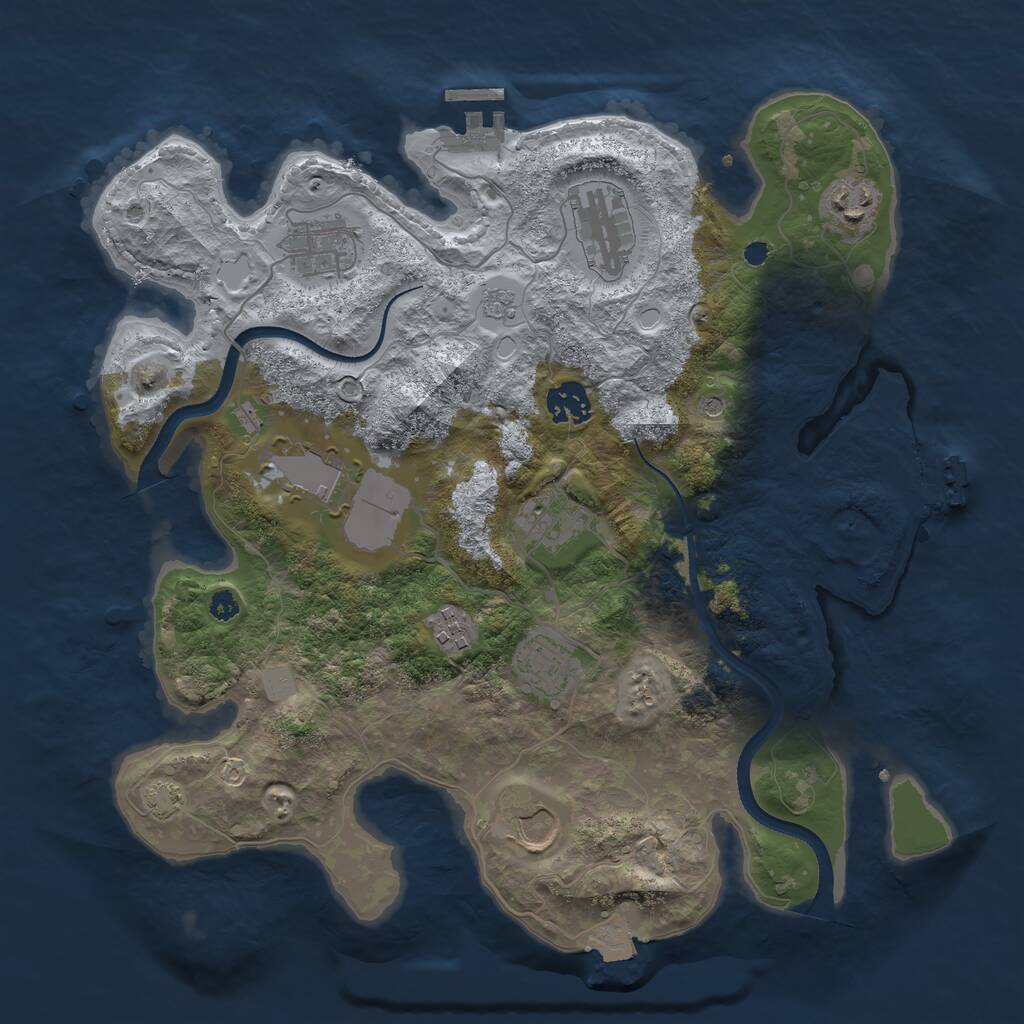 Rust Map: Procedural Map, Size: 3500, Seed: 837814, 15 Monuments