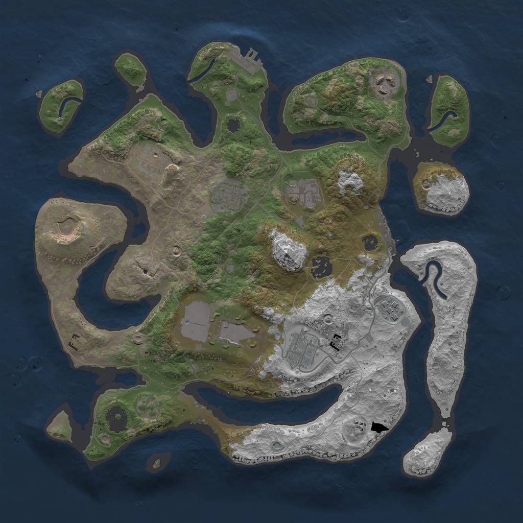 Rust Map: Procedural Map, Size: 3500, Seed: 438981, 13 Monuments