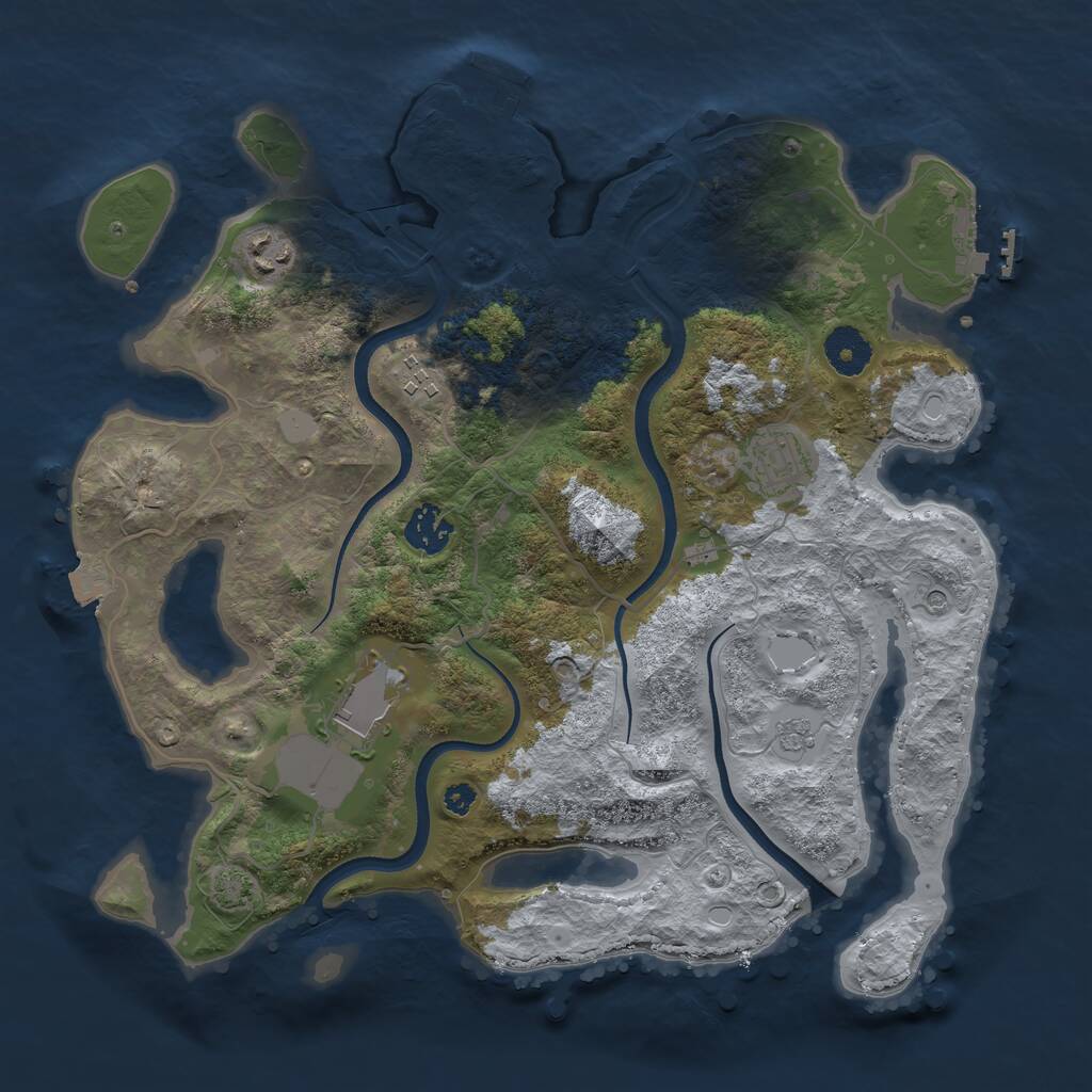 Rust Map: Procedural Map, Size: 3500, Seed: 438981, 11 Monuments
