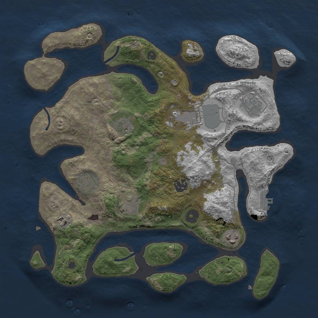 Rust Map: Procedural Map, Size: 3500, Seed: 636041971, 12 Monuments