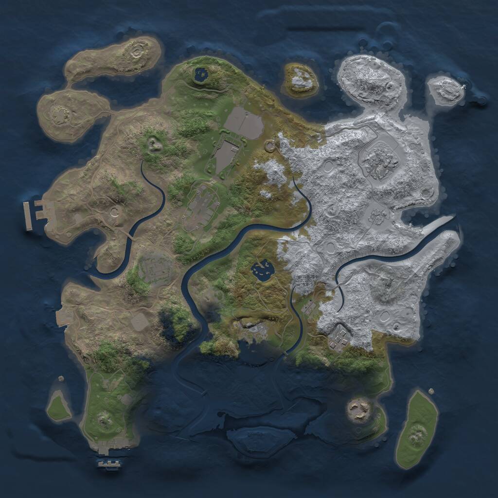 Rust Map: Procedural Map, Size: 3500, Seed: 636041971, 14 Monuments