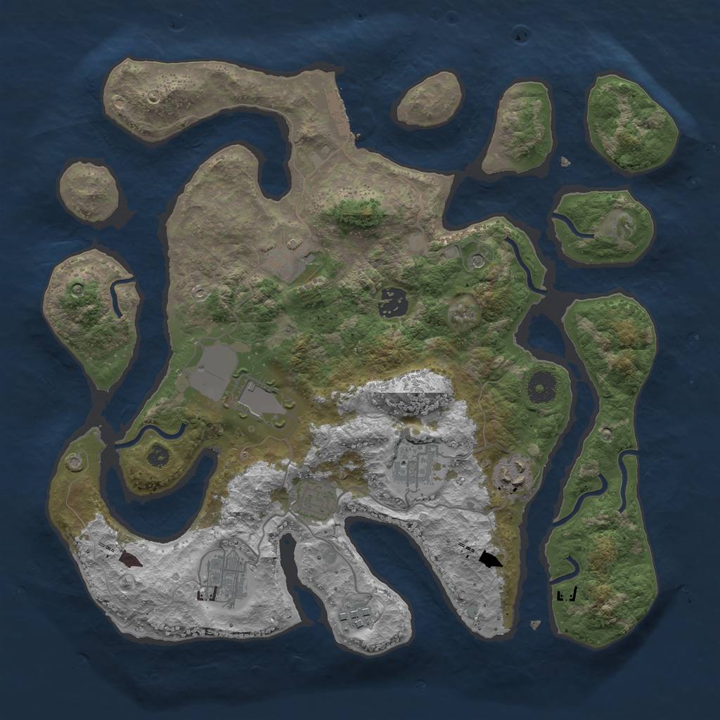 Rust Map: Procedural Map, Size: 3500, Seed: 36969, 12 Monuments