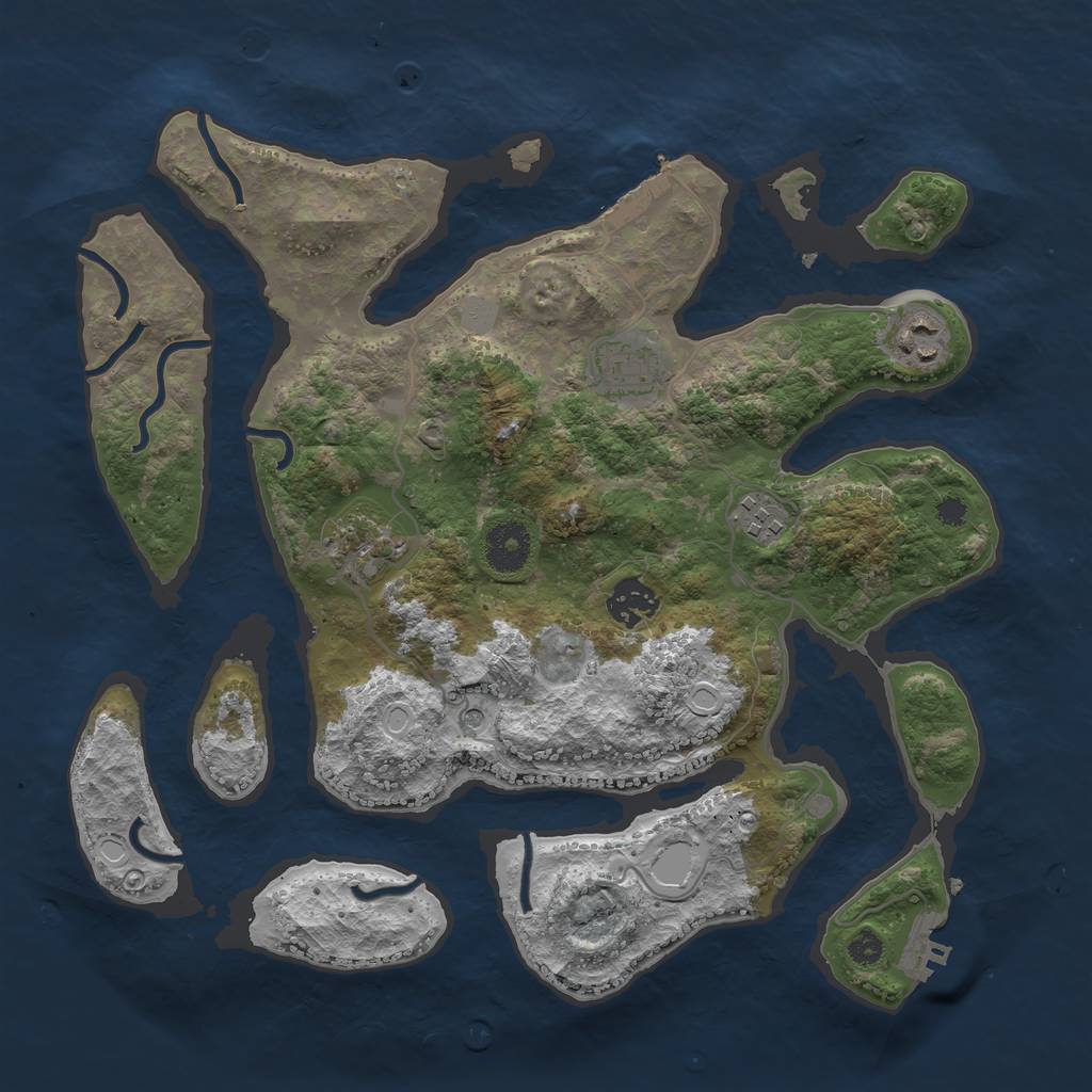 Rust Map: Procedural Map, Size: 3400, Seed: 1223001511, 13 Monuments