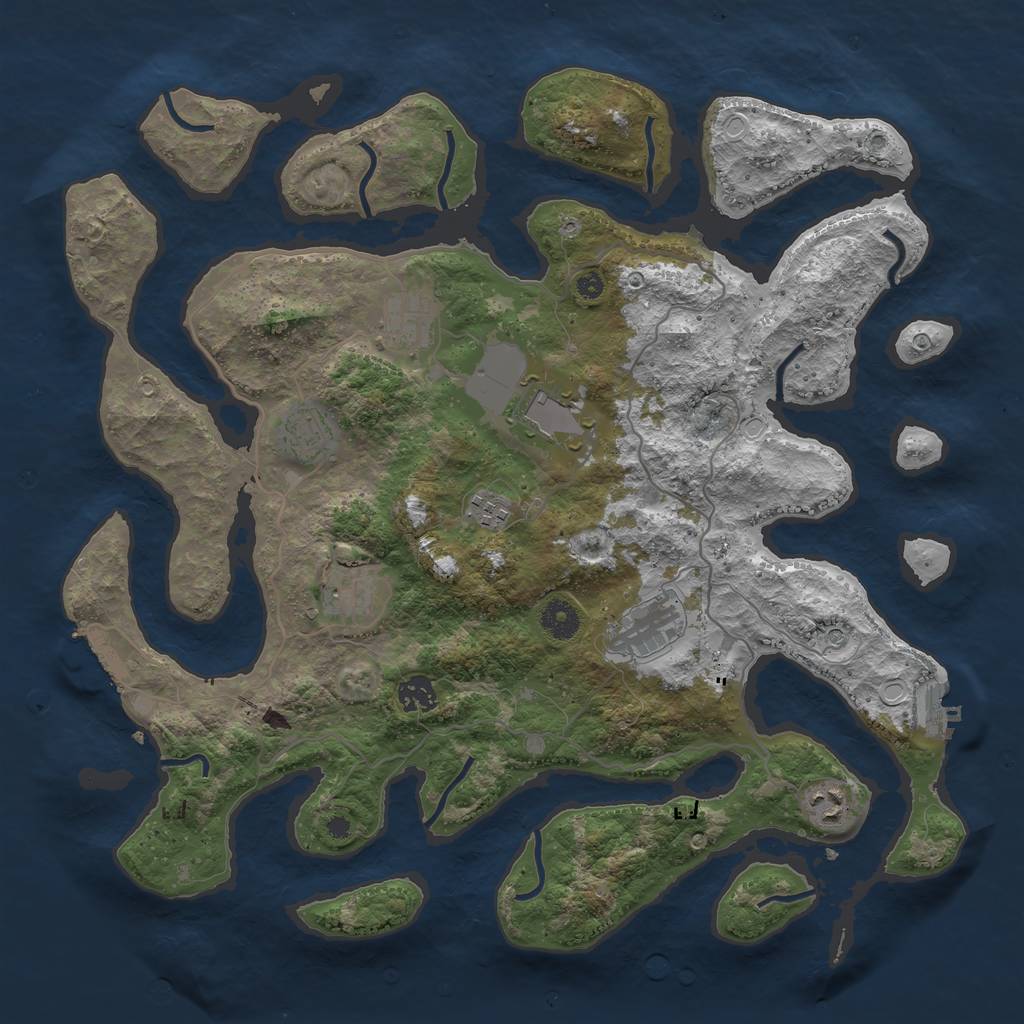 Rust Map: Procedural Map, Size: 4000, Seed: 9876370, 16 Monuments