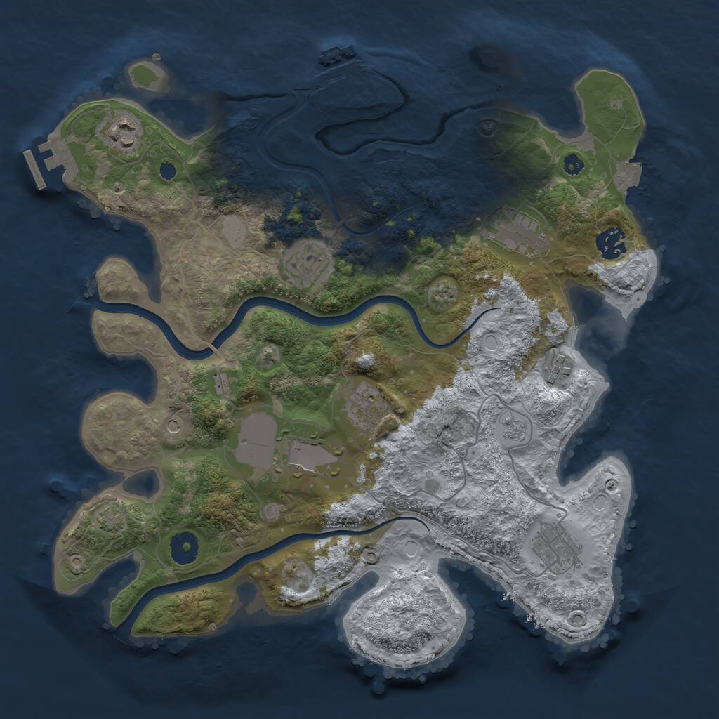 Rust Map: Procedural Map, Size: 3500, Seed: 791483, 14 Monuments