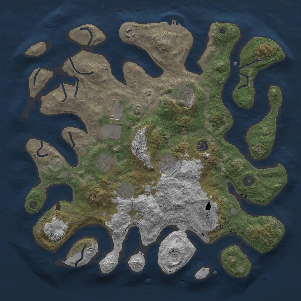 Rust Map: Procedural Map, Size: 4000, Seed: 1554172981, 13 Monuments