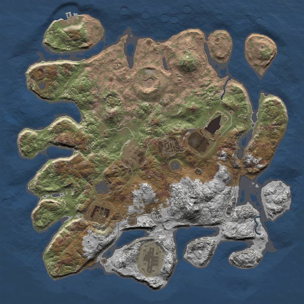 Rust Map: Procedural Map, Size: 3500, Seed: 191091, 12 Monuments