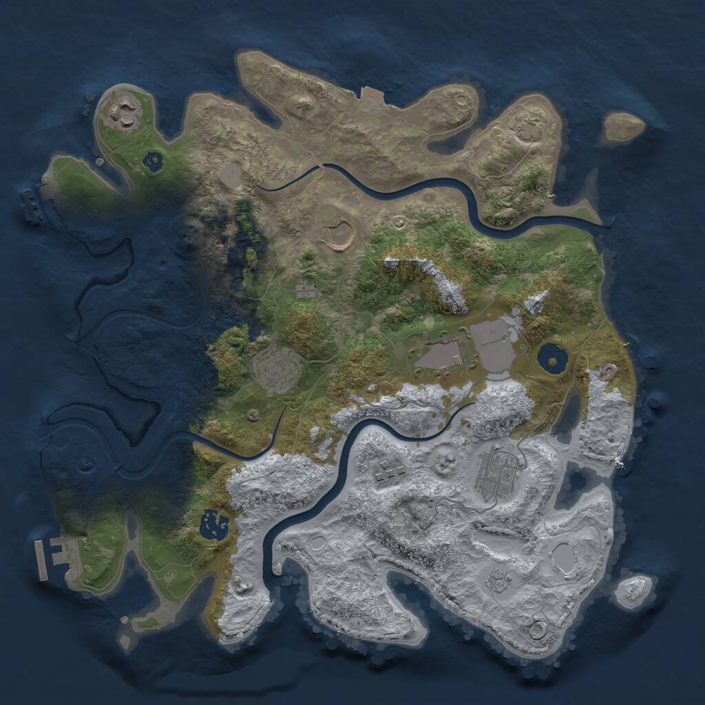 Rust Map: Procedural Map, Size: 3500, Seed: 191091, 13 Monuments