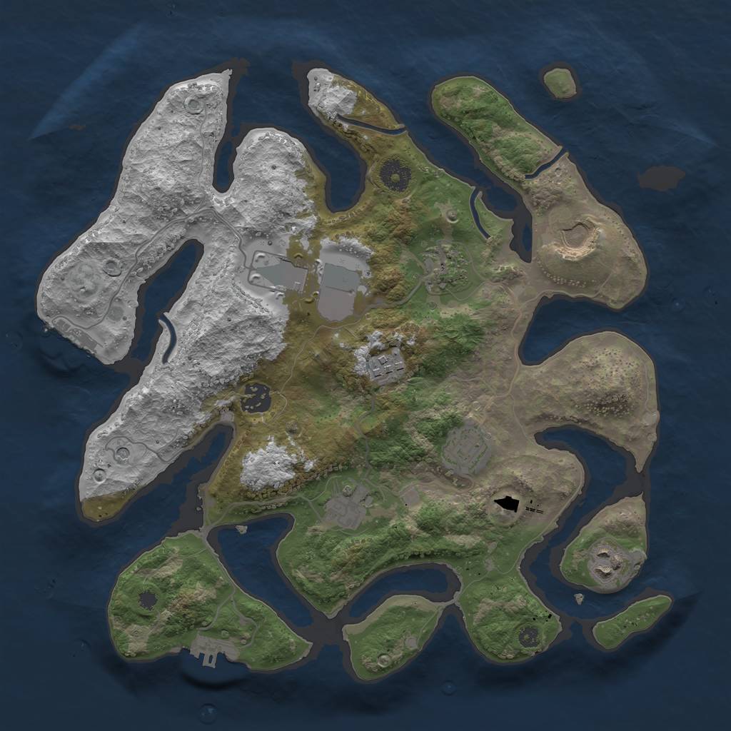 Rust Map: Procedural Map, Size: 3500, Seed: 719196, 13 Monuments