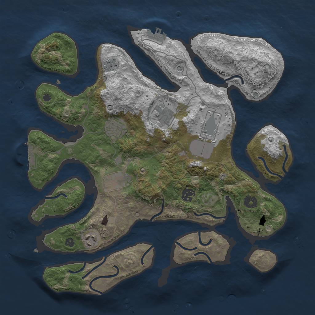 Rust Map: Procedural Map, Size: 3500, Seed: 61730183, 12 Monuments