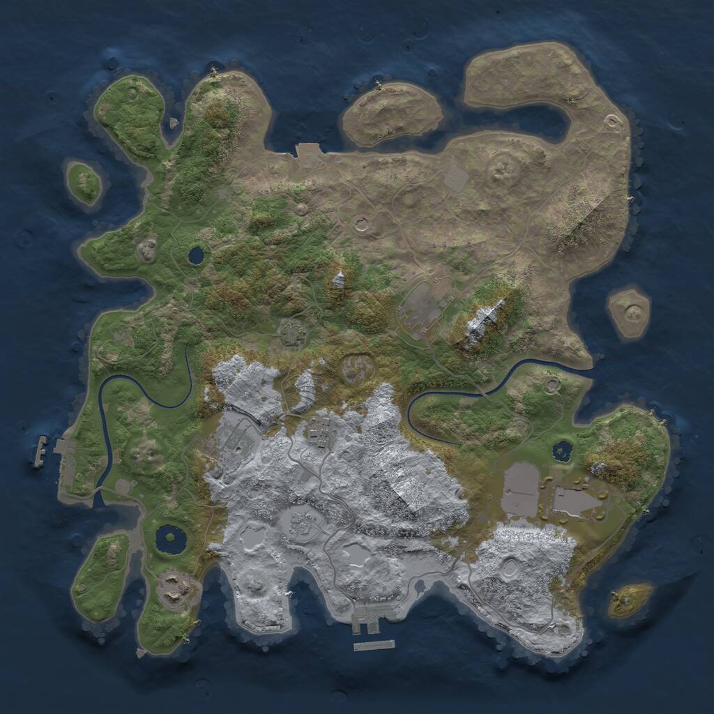 Rust Map: Procedural Map, Size: 3500, Seed: 150792, 11 Monuments