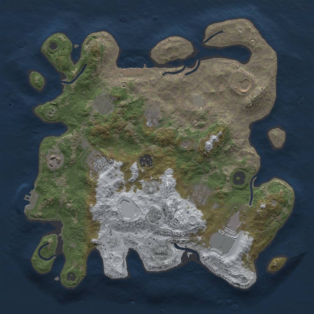 Rust Map: Procedural Map, Size: 3500, Seed: 150792, 18 Monuments