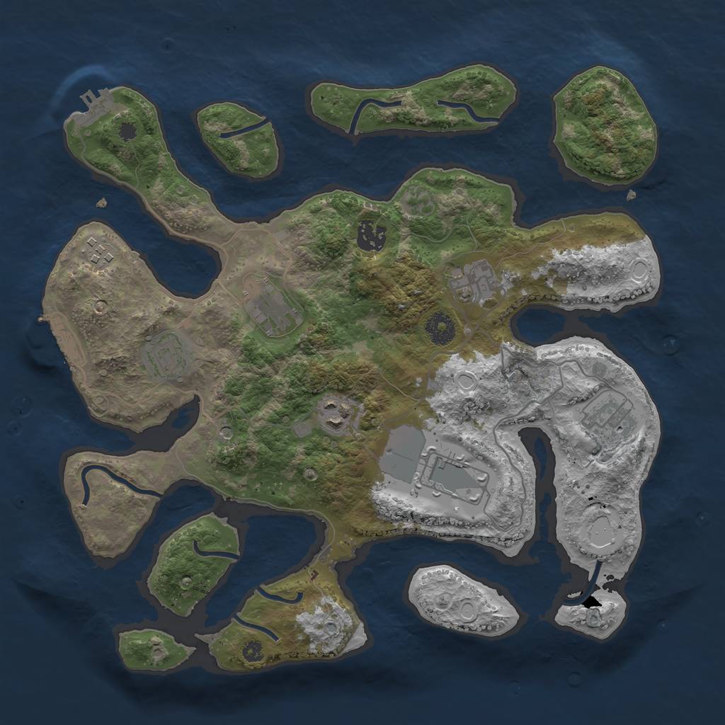 Rust Map: Procedural Map, Size: 3500, Seed: 521074, 16 Monuments