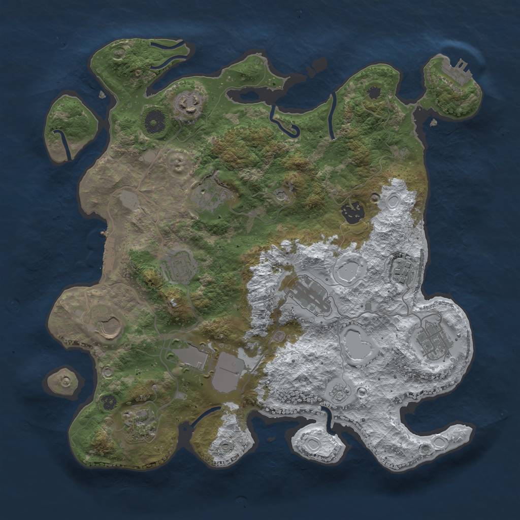 Rust Map: Procedural Map, Size: 3500, Seed: 973001, 19 Monuments