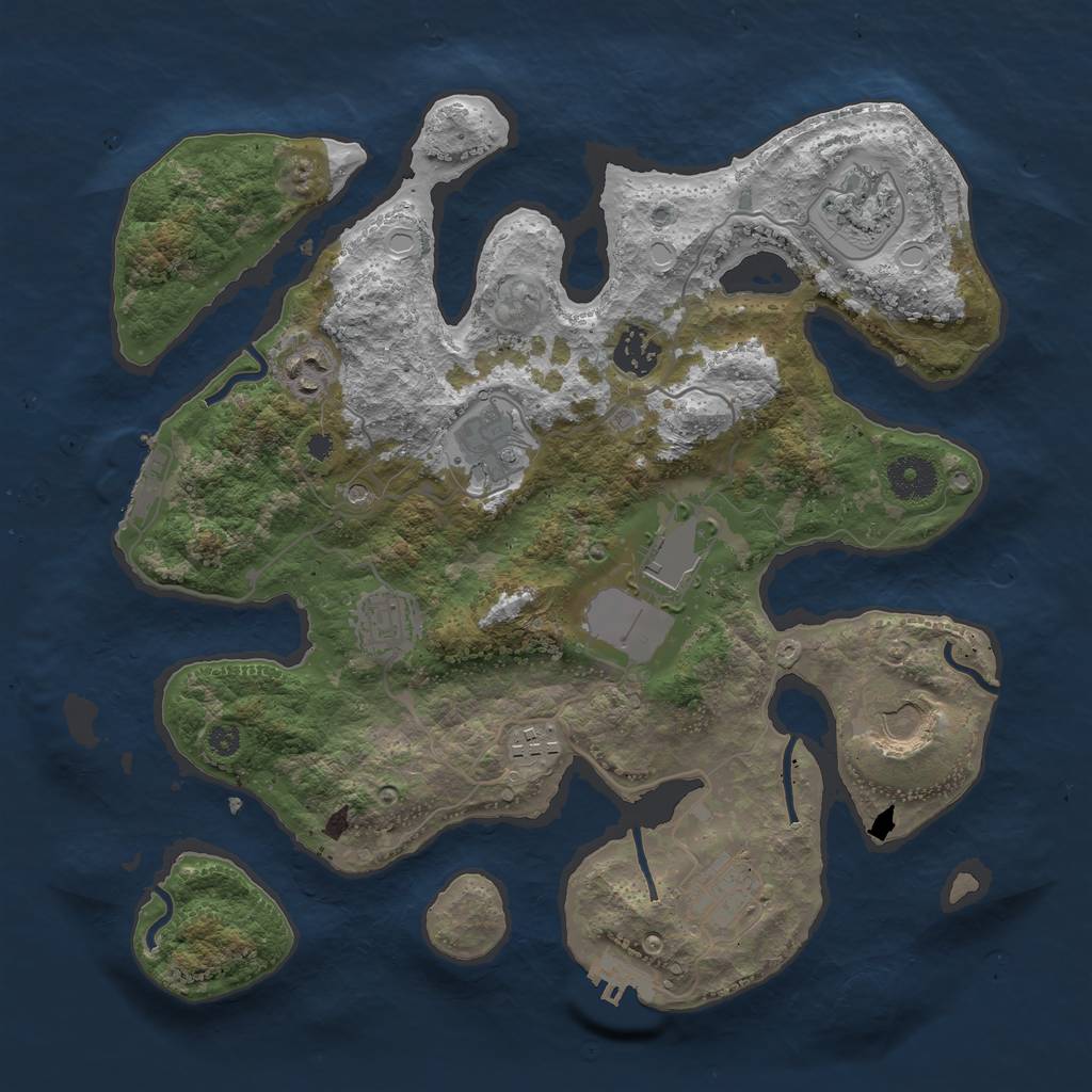 Rust Map: Procedural Map, Size: 3500, Seed: 455703, 20 Monuments