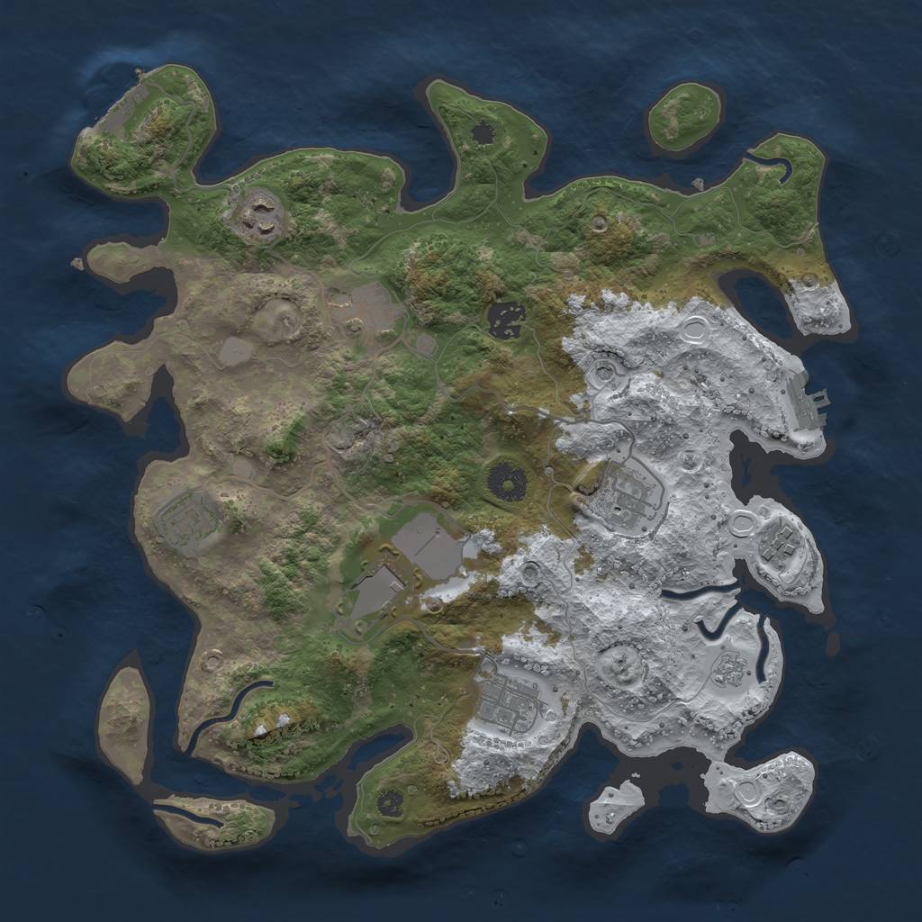 Rust Map: Procedural Map, Size: 3500, Seed: 514328, 17 Monuments