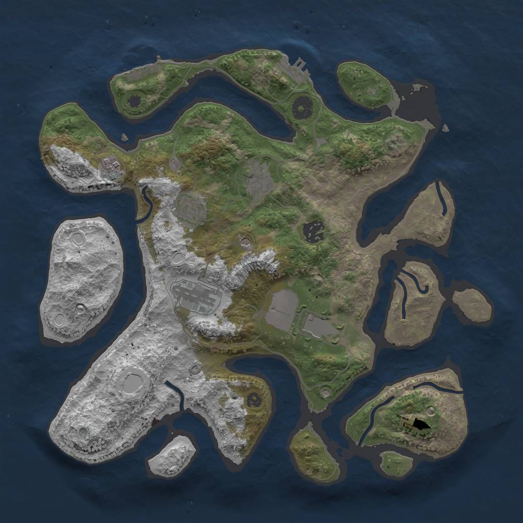 Rust Map: Procedural Map, Size: 3500, Seed: 649981, 17 Monuments