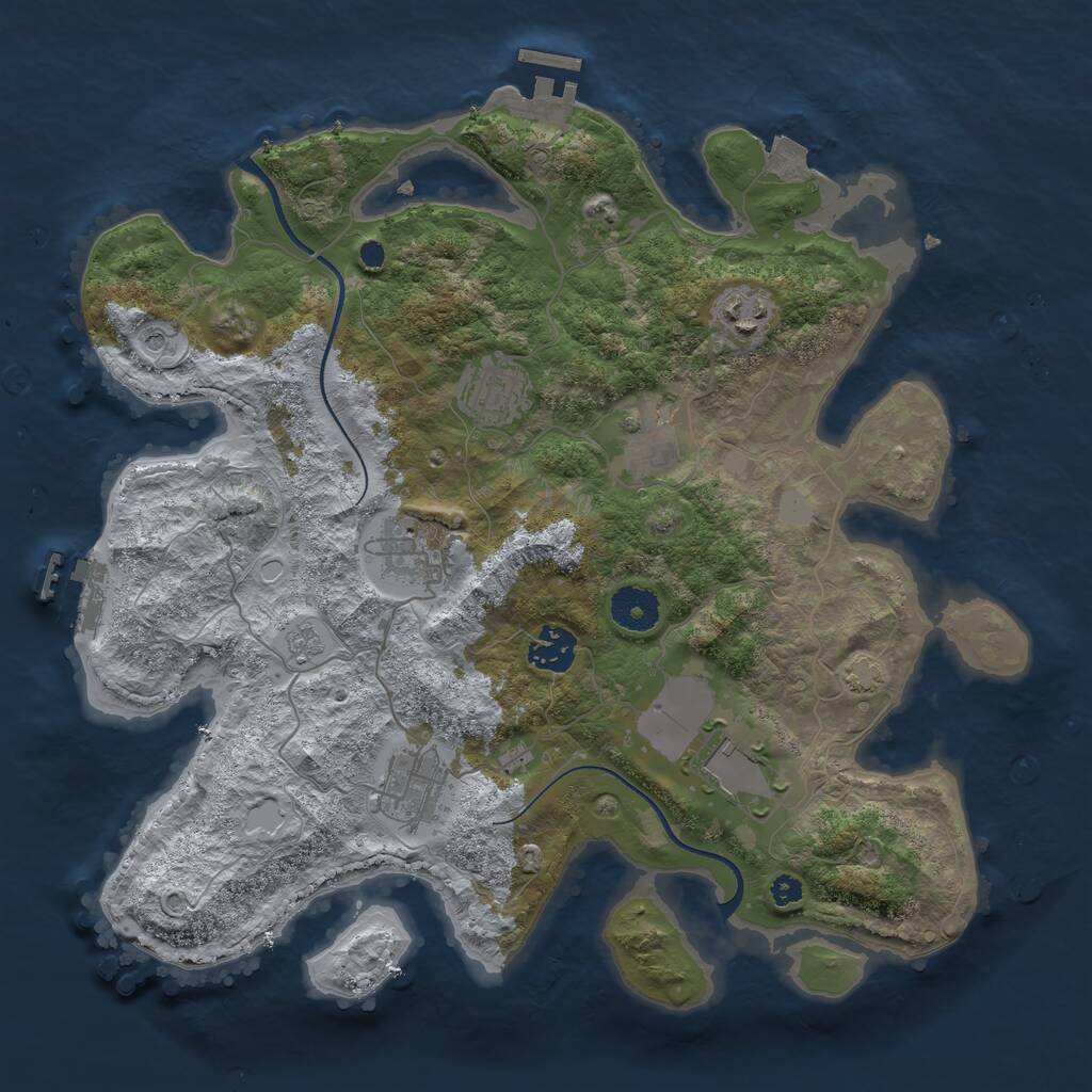 Rust Map: Procedural Map, Size: 3500, Seed: 649981, 13 Monuments