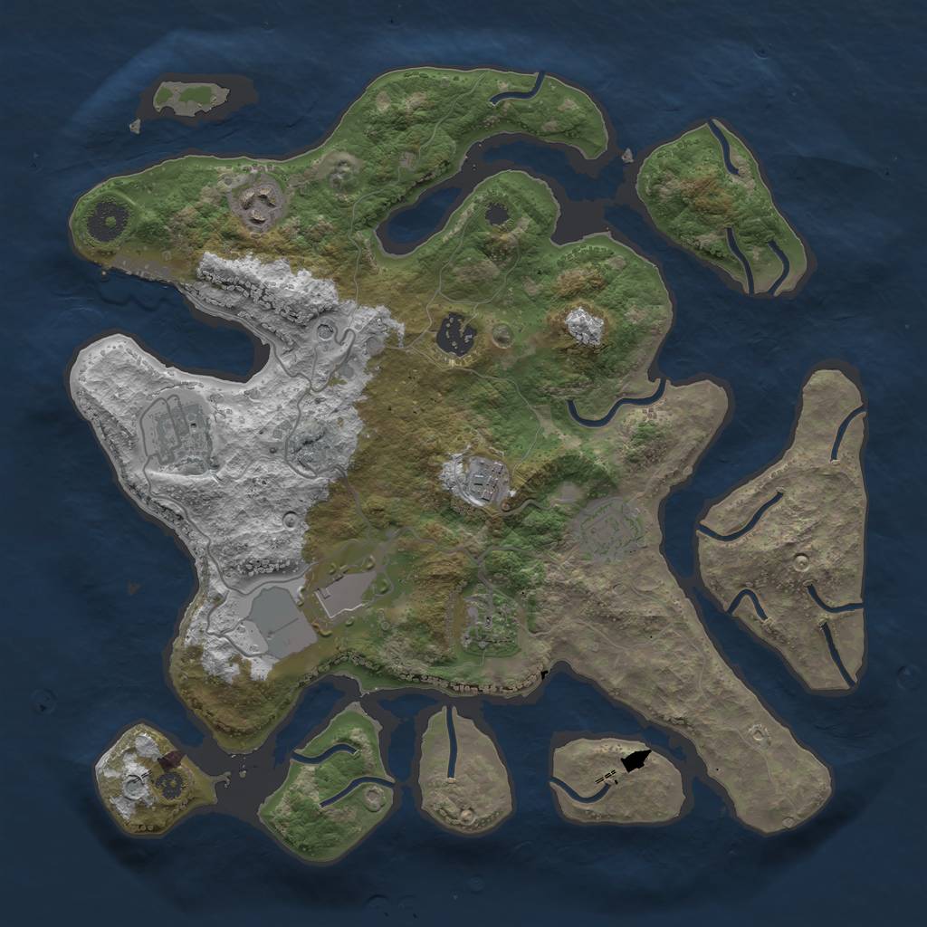 Rust Map: Procedural Map, Size: 3500, Seed: 462748, 11 Monuments