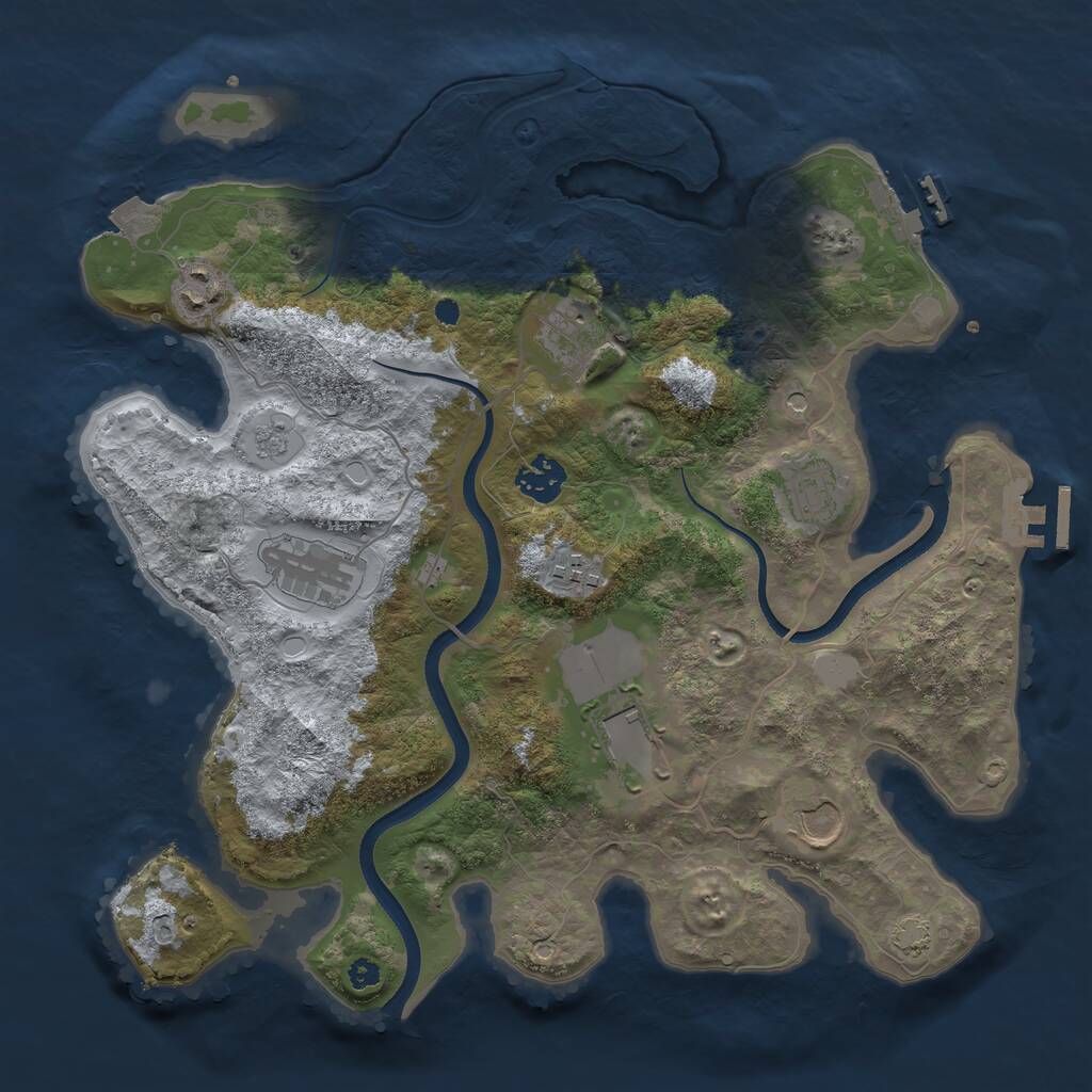 Rust Map: Procedural Map, Size: 3500, Seed: 462748, 14 Monuments