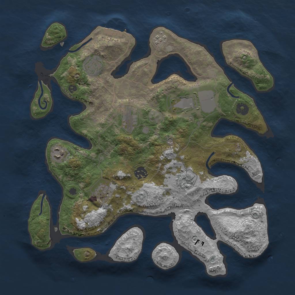 Rust Map: Procedural Map, Size: 3500, Seed: 846234, 12 Monuments