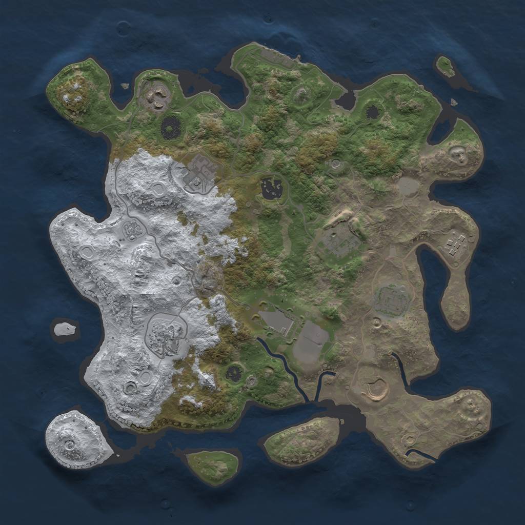 Rust Map: Procedural Map, Size: 3500, Seed: 831001, 17 Monuments