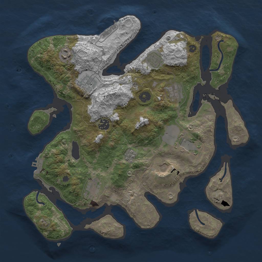 Rust Map: Procedural Map, Size: 3500, Seed: 375574, 17 Monuments