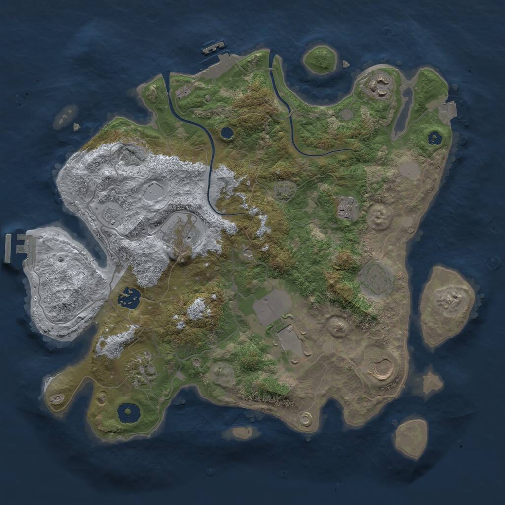 Rust Map: Procedural Map, Size: 3500, Seed: 334754, 14 Monuments