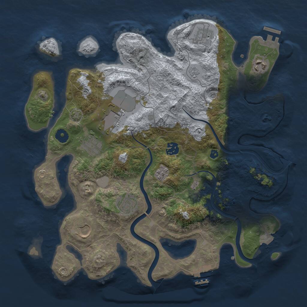 Rust Map: Procedural Map, Size: 3500, Seed: 949922, 14 Monuments