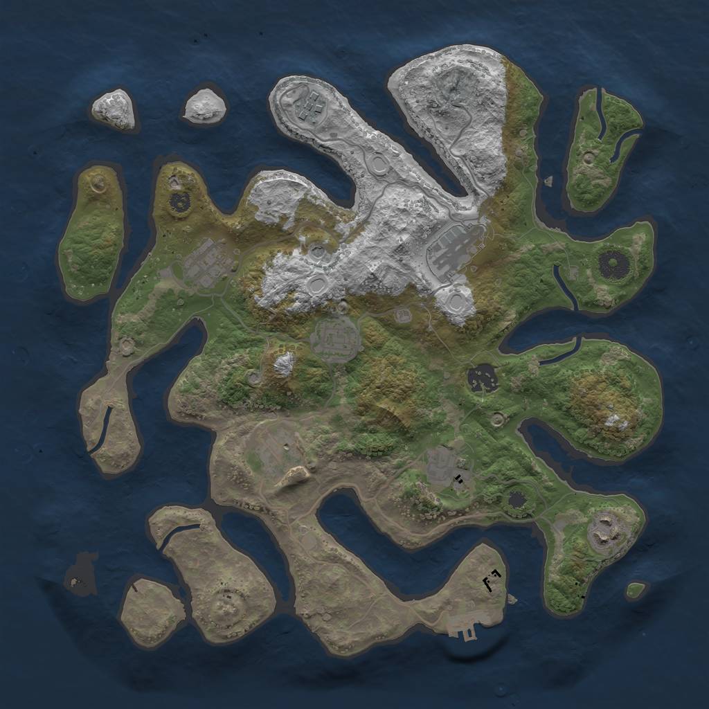 Rust Map: Procedural Map, Size: 3500, Seed: 949922, 18 Monuments