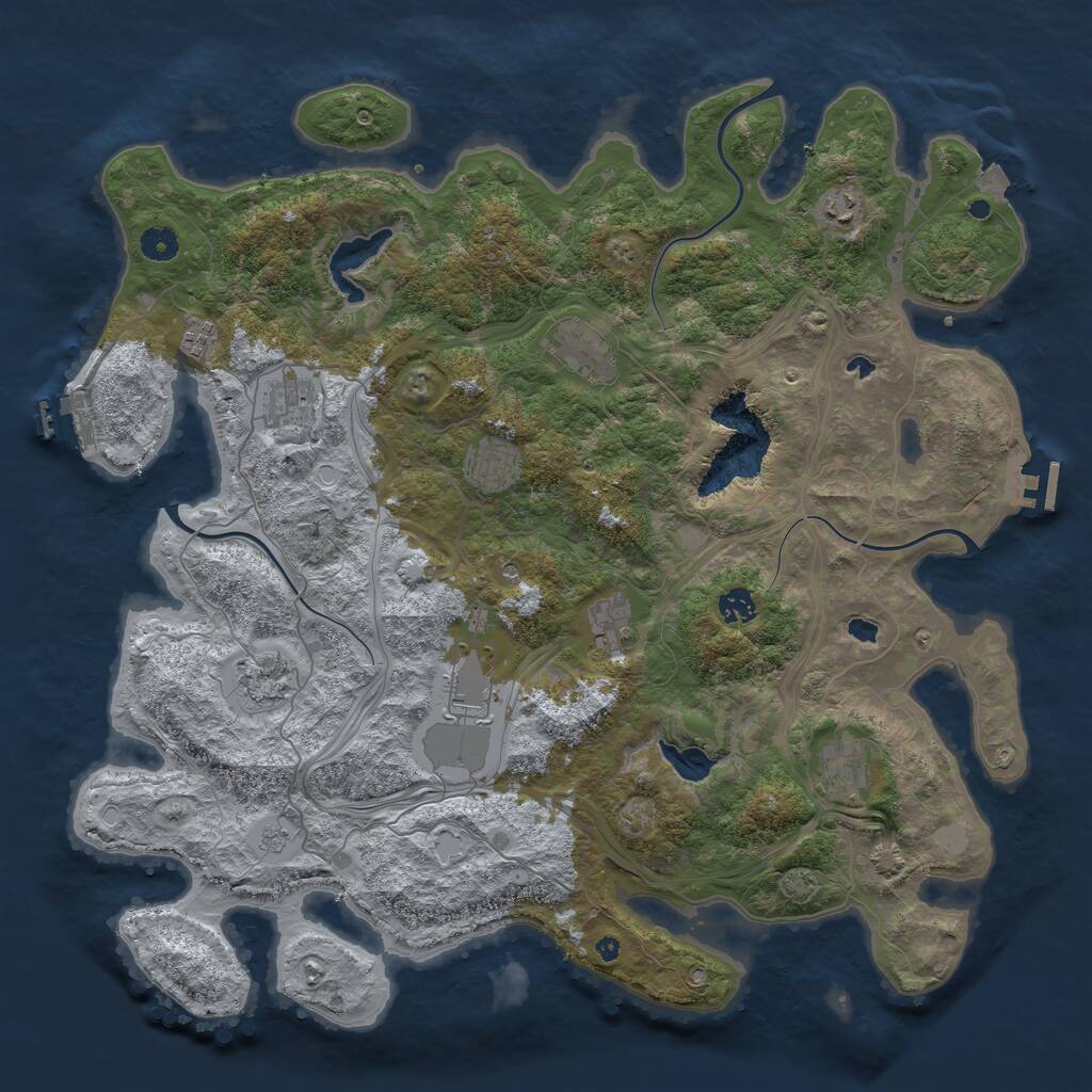 Rust Map: Procedural Map, Size: 4500, Seed: 53847, 16 Monuments
