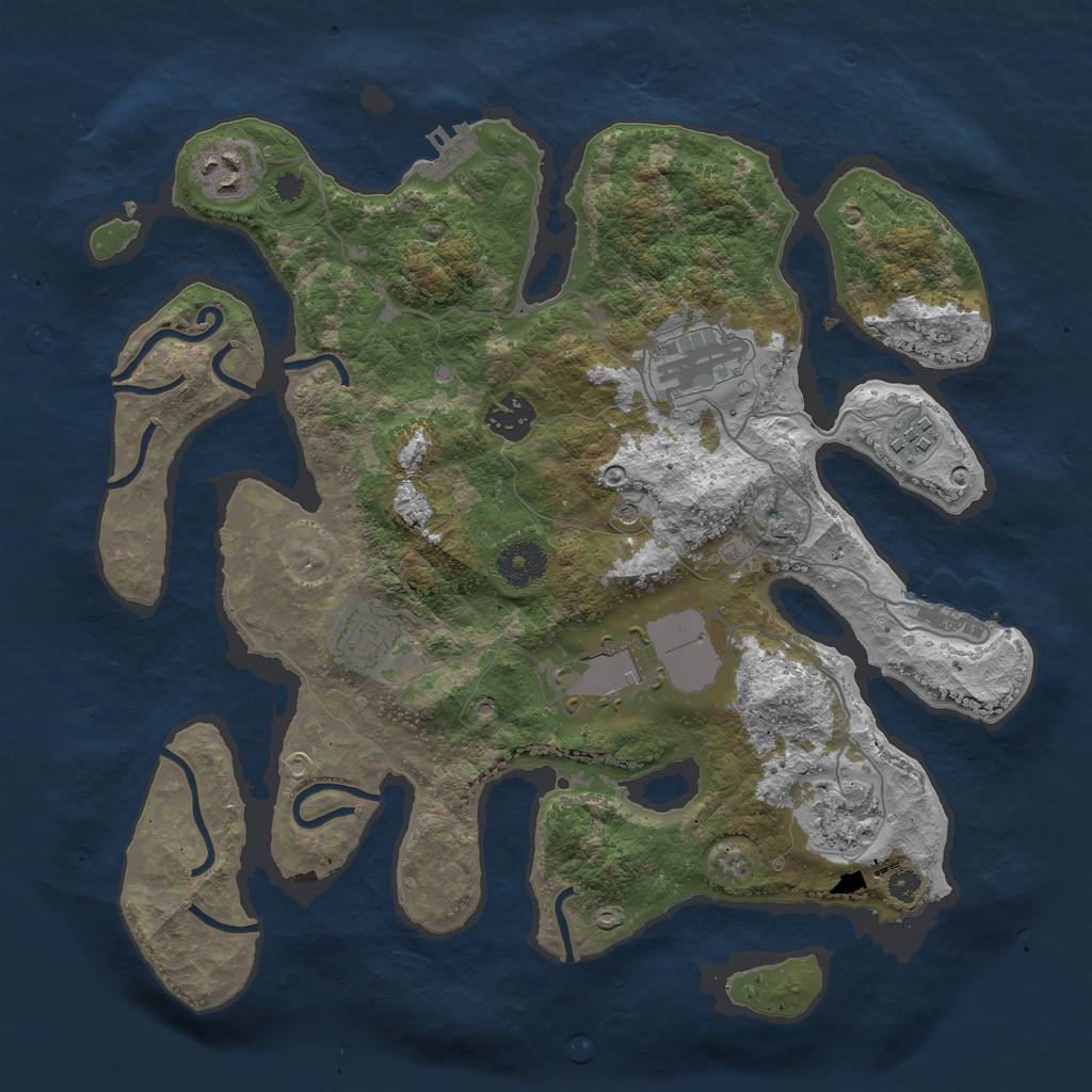 Rust Map: Procedural Map, Size: 3500, Seed: 230490, 12 Monuments