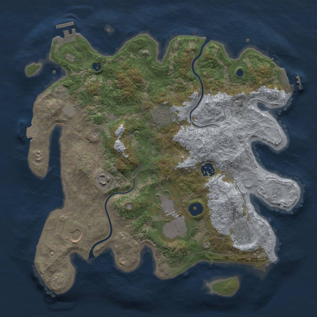 Rust Map: Procedural Map, Size: 3500, Seed: 230490, 12 Monuments