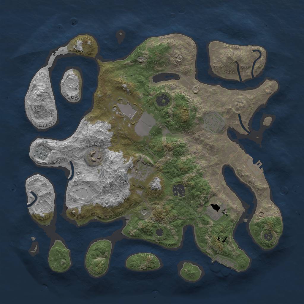 Rust Map: Procedural Map, Size: 3500, Seed: 924295, 18 Monuments