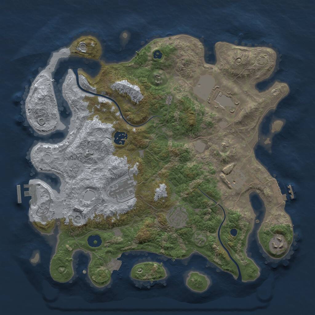 Rust Map: Procedural Map, Size: 3500, Seed: 924295, 12 Monuments