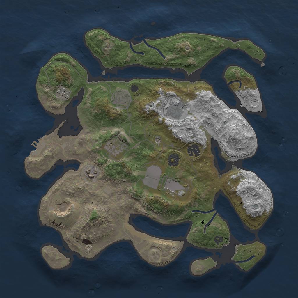 Rust Map: Procedural Map, Size: 3500, Seed: 726701, 18 Monuments