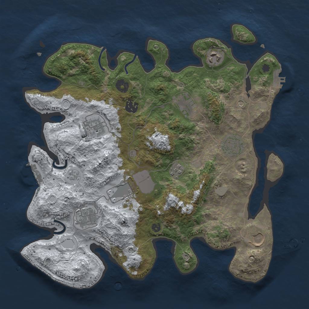 Rust Map: Procedural Map, Size: 3500, Seed: 986230, 18 Monuments